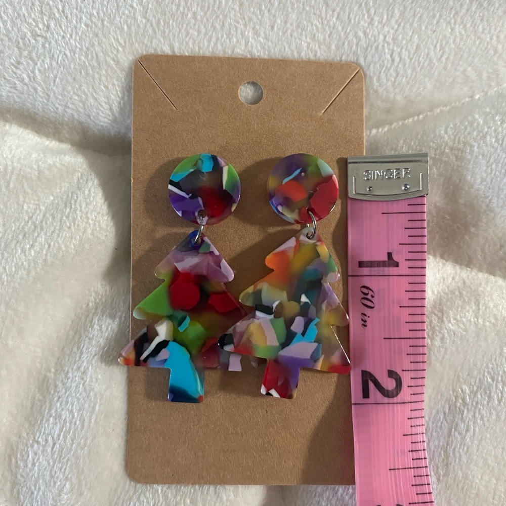 Colorful Tree-Shaped Earrings - Picture 4 of 5